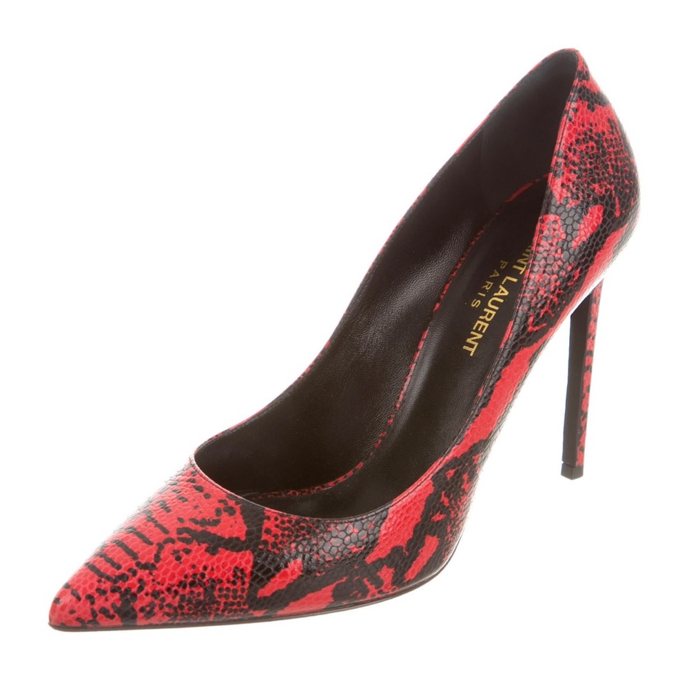 Saint Laurent embossed pointed toe pumps 39.5